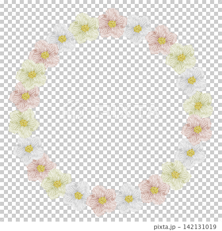 [Flower Round Frame] Hand Embroidery Illustration Material 142131019