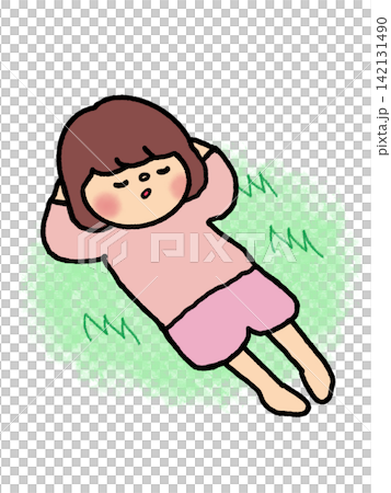 A cute little girl lying down and taking a nap. A cute little girl lying down and taking a nap. 142131490