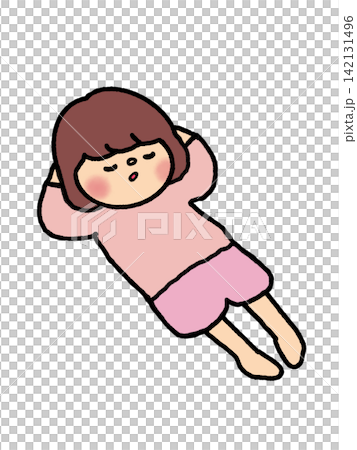 A cute little girl lying down and taking a nap. A cute little girl lying down and taking a nap. 142131496