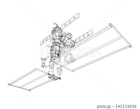 a space station in outline format. Vector a space station in outline format. Vector 142131656