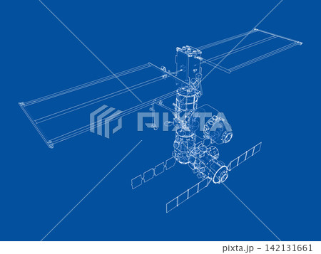 blueprint of a space station. Vector blueprint of a space station. Vector 142131661