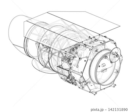 technical illustration of a spacecraft. Vector technical illustration of a spacecraft. Vector 142131890
