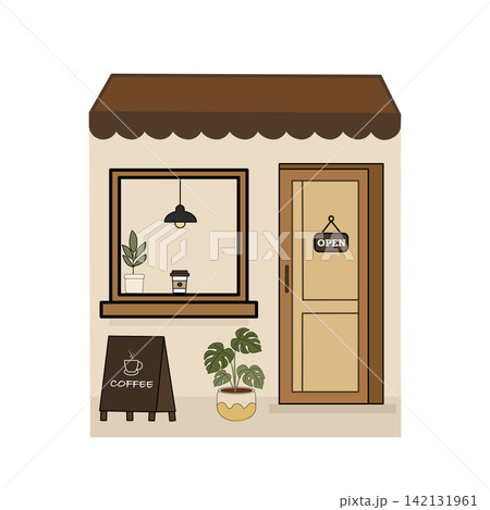 Cozy coffee shop storefront cafe building facade entrance store sign small business sticker print visual graphic clipart artwork design icon element illustration Cozy coffee shop storefront cafe building facade entrance store sign small business sticker print visual graphic clipart artwork design icon element illustration 142131961