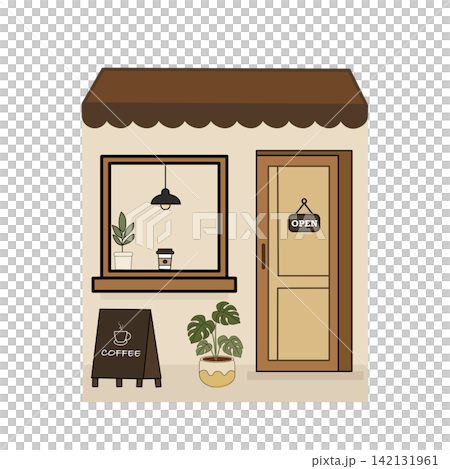 Cozy coffee shop storefront cafe building facade entrance store sign small business sticker print visual graphic clipart artwork design icon element illustration Cozy coffee shop storefront cafe building facade entrance store sign small business sticker print visual graphic clipart artwork design icon element illustration 142131961