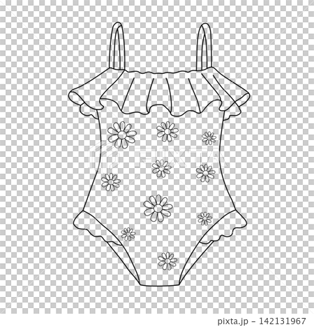 One piece floral swimsuit swimwear with ruffle straps summer beach fashion clothing sticker print visual graphic clipart artwork design icon element illustration One piece floral swimsuit swimwear with ruffle straps summer beach fashion clothing sticker print visual graphic clipart artwork design icon element illustration 142131967