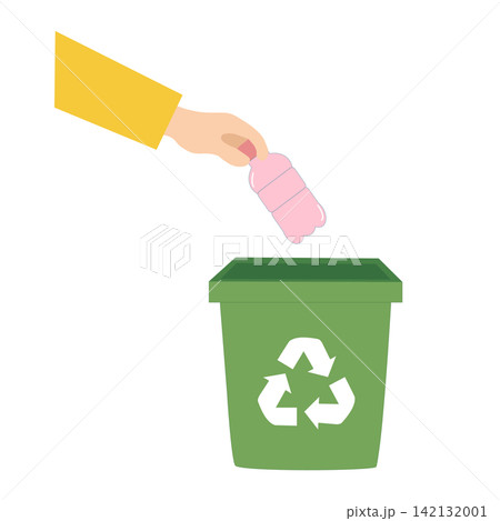 Hand throwing aluminum drink can into green recycle trash bin waste sorting eco concept sticker print visual graphic clipart artwork design icon element illustration Hand throwing aluminum drink can into green recycle trash bin waste sorting eco concept sticker print visual graphic clipart artwork design icon element illustration 142132001