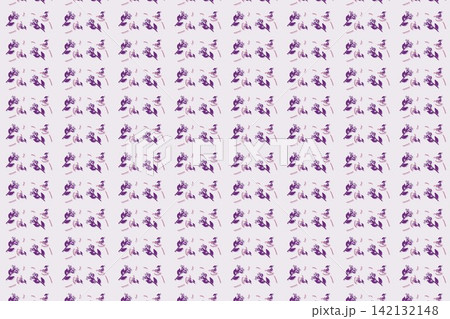 Hand drawn toothed leaves and daisies seamless repeat pattern in violet 142132148