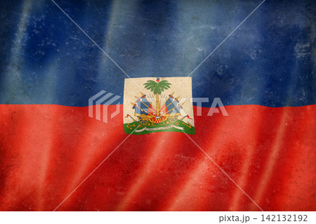 Old vintage flag of Haiti, worn and stained Old vintage flag of Haiti, worn and stained 142132192