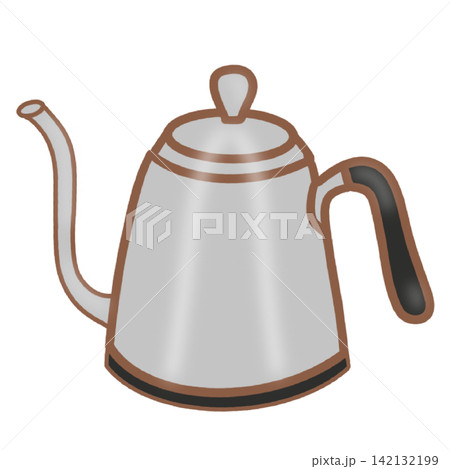 Stainless steel gooseneck coffee kettle pour over drip pot cafe barista equipment sticker print visual graphic clipart artwork design icon element illustration Stainless steel gooseneck coffee kettle pour over drip pot cafe barista equipment sticker print visual graphic clipart artwork design icon element illustration 142132199