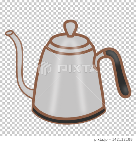 Stainless steel gooseneck coffee kettle pour over drip pot cafe barista equipment sticker print visual graphic clipart artwork design icon element illustration Stainless steel gooseneck coffee kettle pour over drip pot cafe barista equipment sticker print visual graphic clipart artwork design icon element illustration 142132199