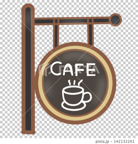 Wooden round hanging cafe sign board shop store entrance hanging signboard sticker print visual graphic clipart artwork design icon element illustration Wooden round hanging cafe sign board shop store entrance hanging signboard sticker print visual graphic clipart artwork design icon element illustration 142132201