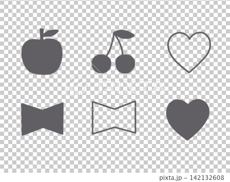 Hand-drawn style girly icons, monochrome illustrations 142132608