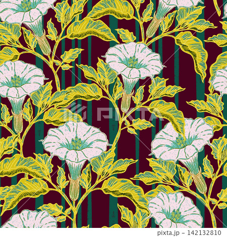 floral seamless pattern with flower ink floral seamless pattern with flower ink 142132810