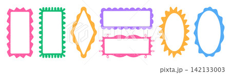 Groovy crayon chalk frame collection drawn grunge doodle wavy border funky squiggle text box 142133003