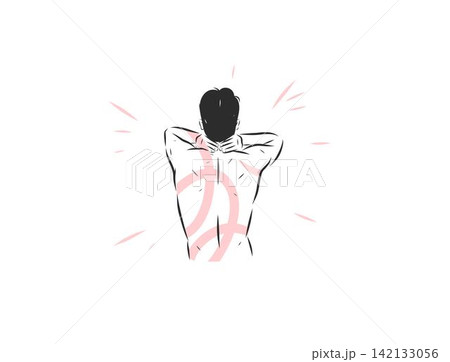 Man with Neck and Shoulder Tension, Stress and Anxiety, Emotional Pressure, Mental Health and Burnout Psychology Hand Drawn Vector Line Art Man with Neck and Shoulder Tension, Stress and Anxiety, Emotional Pressure, Mental Health and Burnout Psychology Hand Drawn Vector Line Art 142133056