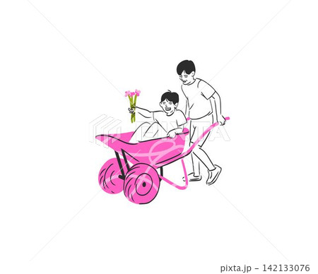 Happy Children Gardening and Playing Together, Kids with Wheelbarrow and Flowers in Garden, Childhood Friendship, Outdoor Spring Activity Hand Drawn Vector Illustration Happy Children Gardening and Playing Together, Kids with Wheelbarrow and Flowers in Garden, Childhood Friendship, Outdoor Spring Activity Hand Drawn Vector Illustration 142133076