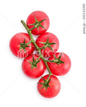 Cocktail tomatoes on a vine isolated on a white Cocktail tomatoes on a vine isolated on a white 142133395