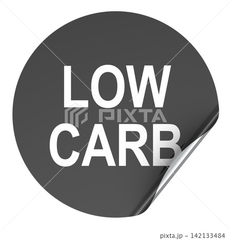 Low carb sticker label with curled corner. 3D rendering 142133484