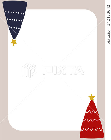 北欧風クリスマスフレームのイラスト素材 142133642