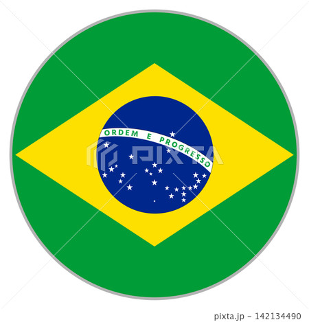 ブラジル国旗の丸型アイコン ブラジル国旗の丸型アイコン 142134490