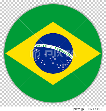ブラジル国旗の丸型アイコン ブラジル国旗の丸型アイコン 142134490