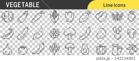 Icon set related to vegetables Icon set related to vegetables 142134901