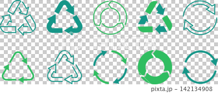 Ecology cycle arrow icon set Ecology cycle arrow icon set 142134908