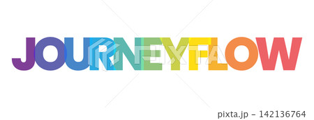 A beautifully rendered multicolored text graphic showcasing the word Journeyflow, depicting smooth progress and a continuous path A beautifully rendered multicolored text graphic showcasing the word Journeyflow, depicting smooth progress and a continuous path 142136764