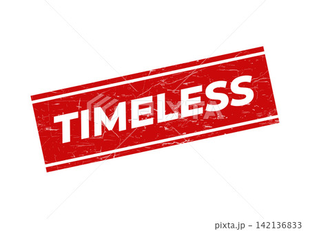 A bold red grunge rubber stamp impression clearly featuring the word TIMELESS on a clean surface for lasting concepts 142136833