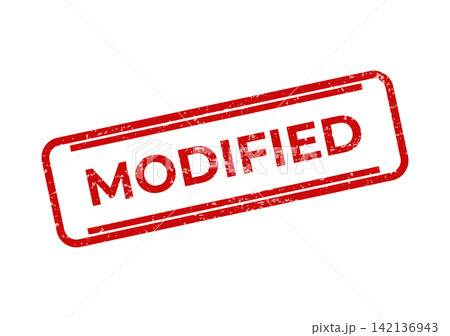 A bold red grunge textured rubber stamp showcasing the word modified clearly, indicating a recent change or update 142136943