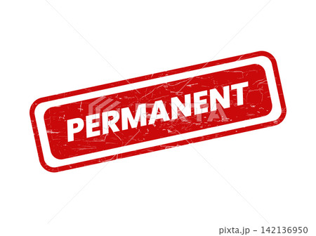 A bold red permanent rubber grunge stamp representing lasting commitment and an unchangeable status 142136950