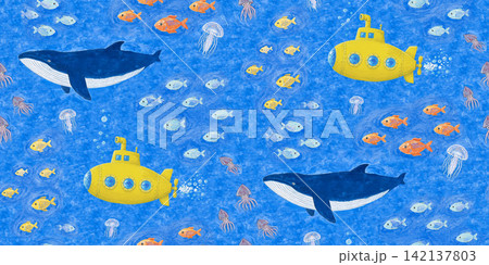 イエローサブマリン&クジラ・魚たちの海中冒険パターン Deep Ocean Navy.jpg イエローサブマリン&クジラ・魚たちの海中冒険パターン Deep Ocean Navy.jpg 142137803