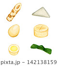 おでんの具材6種セットの水彩イラスト 142138159