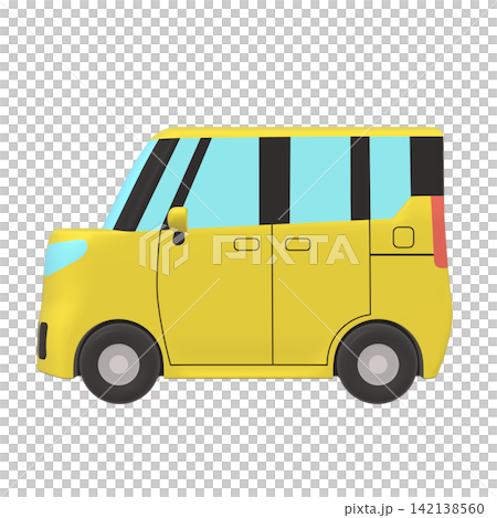 汽車插畫素材:風格化的小型高頂旅行車,黃色(1_1) 汽車插畫素材:風格化的小型高頂旅行車,黃色(1_1) 142138560