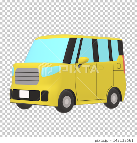 汽車插畫素材:風格化的小型高頂旅行車,黃色(1_2) 汽車插畫素材:風格化的小型高頂旅行車,黃色(1_2) 142138561