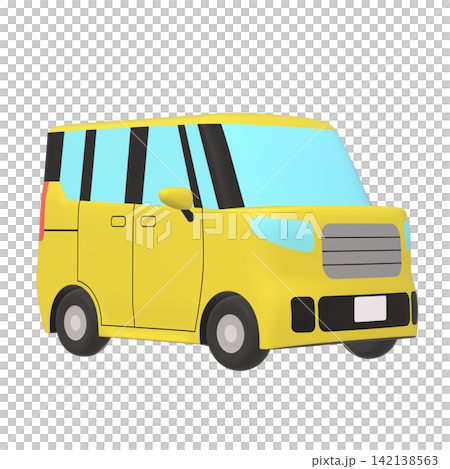 Car illustration material: stylized small tall wagon, yellow (1_4) Car illustration material: stylized small tall wagon, yellow (1_4) 142138563