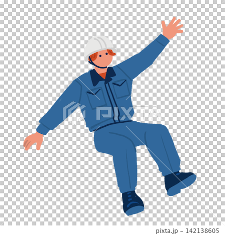 An illustration of a worker wearing a helmet jumping with one arm raised. An illustration of a worker wearing a helmet jumping with one arm raised. 142138605