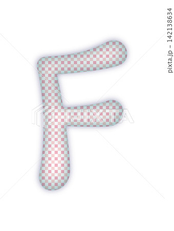 赤いチェック模様のアルファベット　大文字F 142138634