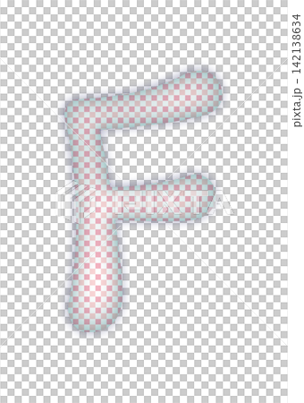 赤いチェック模様のアルファベット　大文字F 142138634