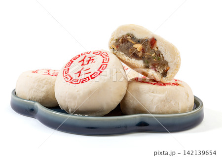 traditional Chinese Five Nut Pastry with White Crust traditional Chinese Five Nut Pastry with White Crust 142139654