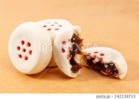 traditional Chinese Date Filled Pastry Cake with White Crust traditional Chinese Date Filled Pastry Cake with White Crust 142139713