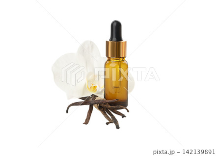 Vanilla orchid dropper bottle, isolated on white, PNG Vanilla orchid dropper bottle, isolated on white, PNG 142139891