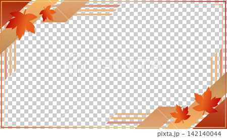 Autumn corner frame background: Minimal vector decoration with autumn leaves and geometric lines. Autumn corner frame background: Minimal vector decoration with autumn leaves and geometric lines. 142140044