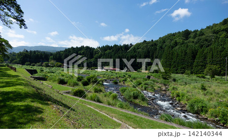 サイクリングや釣りが楽しめる箒川沿いの遊歩道と河川敷 塩原温泉(那須塩原市) サイクリングや釣りが楽しめる箒川沿いの遊歩道と河川敷 塩原温泉(那須塩原市) 142140344