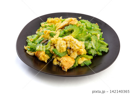 bitter Melon Stir Fry With Egg Traditional Chinese Dish bitter Melon Stir Fry With Egg Traditional Chinese Dish 142140365