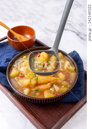 chinese Braised Winter Melon Vegetable Dish with Sauce chinese Braised Winter Melon Vegetable Dish with Sauce 142140503