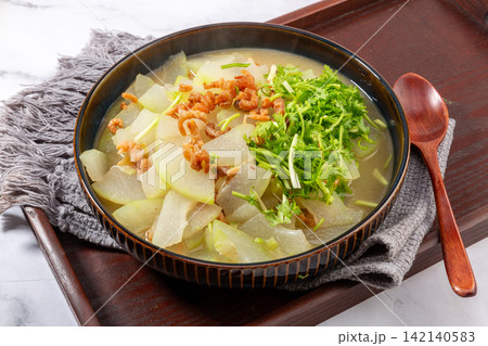 chinese Stir Fried Winter Melon with Dried Shrimp chinese Stir Fried Winter Melon with Dried Shrimp 142140583