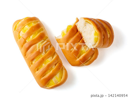 golden Soft Filled Bread Rolls On White Background golden Soft Filled Bread Rolls On White Background 142140954