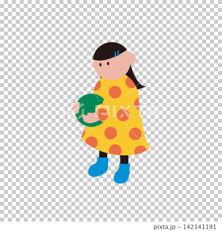 ボールを持って遊んでいる子どものイラスト素材 142141191