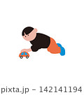 車のおもちゃで遊ぶ子どものイラスト素材 142141194